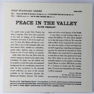 Elvis Presley, Peace In The Valley EP (PS back)