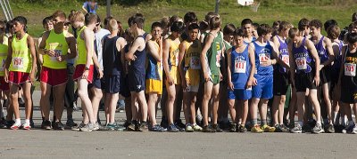 Starting line for the 9th and 10th grade boys race