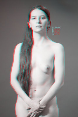 Black and White with long hair, 3D R/B Anaglyph (3,000+ views)