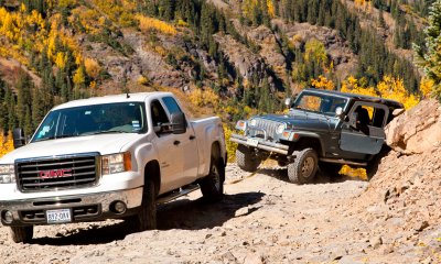 Pulling Jeep Back Onto Trail