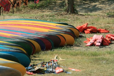 Canoes, paddles, life jackets