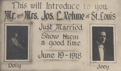 17 Joe  Dolly Rehme Honeymoon introduction card distr on train by bros.jpg