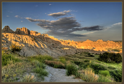 As the sun sets in the Badlands of South Dakota