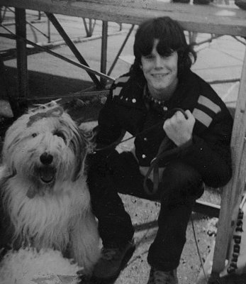 Jim McMichael with the Colleen Sullivan's dog, Crumpets