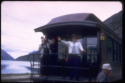 July 1975, Marji on campaign trail - Whitehorse RR