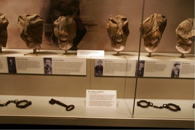 Hoods and shackles worn by conspirators in Lincoln assaination