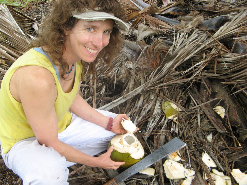 Machetes work great to open coconuts