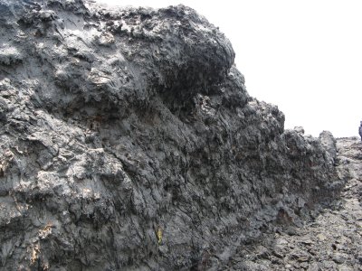 Spatter along edge of lava channel