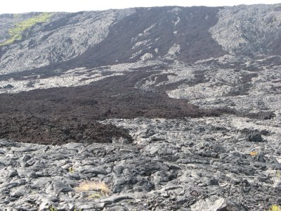 Pahoehoe and a'a difference mostly flow temp