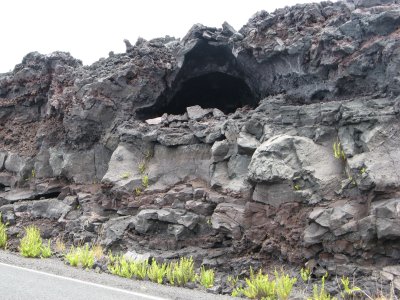 Little lava tube in roadcut