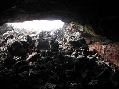 Looking out from one of MANY lava tubes