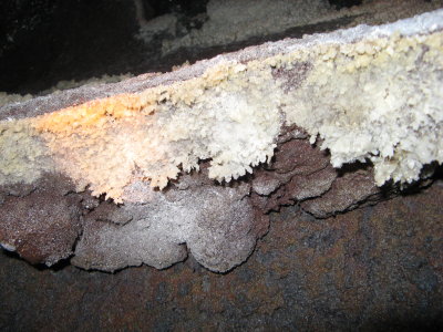 Gypsum crystals (orange is flashlite beam)
