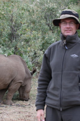 Yours truly walking with the Rhinos