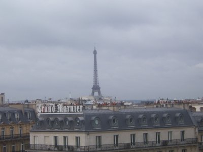 View of the Eiffel Tower from our room at the Cercle National Des Amees