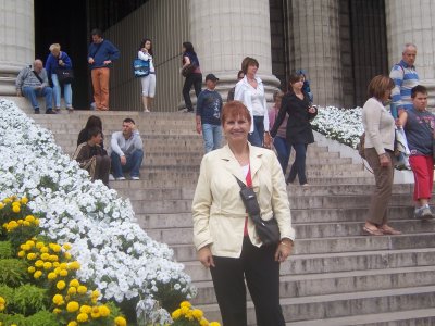 Sandy on the steps of the Madeleine Church Paris
