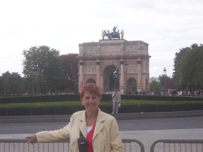 Sandy with the Arc De Tuliefires and the Carrousel of the Musee Du Louvre Paris