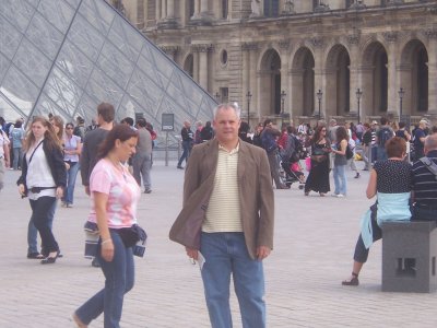 Dave in the courtyard of the Musee Du Louvre Paris