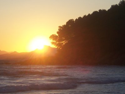 Sunset and the beaches of Toulon on the Mediterranean Sea