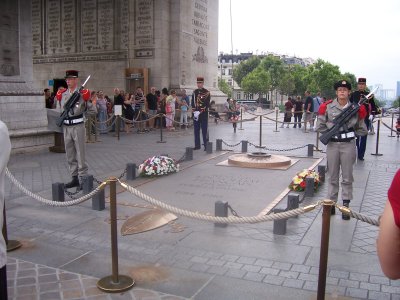 Arc De Triomphe honor guard and the tomb of the unknowns WWI Paris