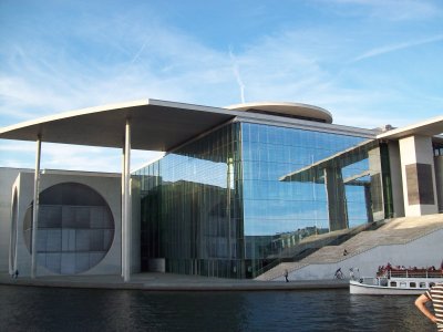 New government buildings across the river from the Reichstag Berlin GER