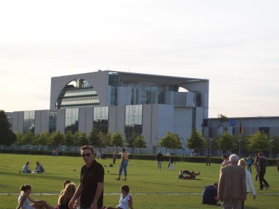 New government buildings across the river from the Reichstag Berlin GER