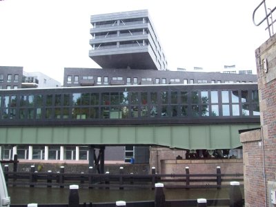 Resturant built on the top of a swinging bridge Amsterdam NL