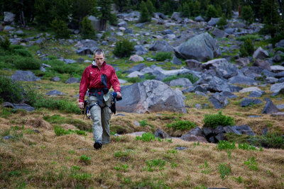 Sam returning from climb at 6pm