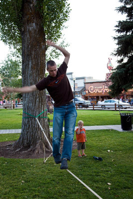 Sam on Slackline