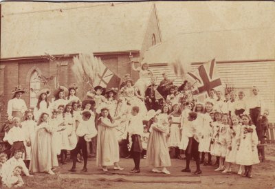 Pageant Presbyterian Church Maryborough. Ella in front with straight hem - she was very proud of that!