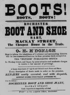 O H McDonagh Boot and Shoe Mart Rochester Express 24/03/1876