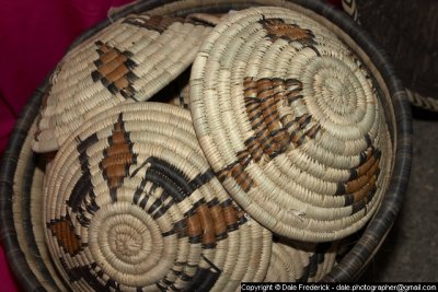 Several of  Kabai Kawana's shallow baskets