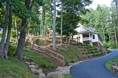 Walkway and Steps with Twig Fence