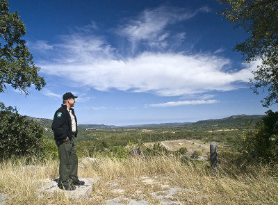 Rick Meyers, Park Supertentent, overlooking origional CCC camp