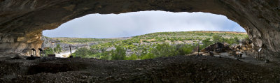 Panorama, looking out Fate Bell shelter, Seminole Canyon