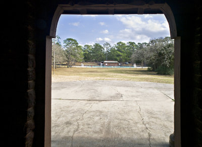 Swimming pool from dining hall patio