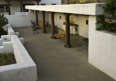 Sitting area above courtyard