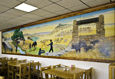 Mural in restaurant
