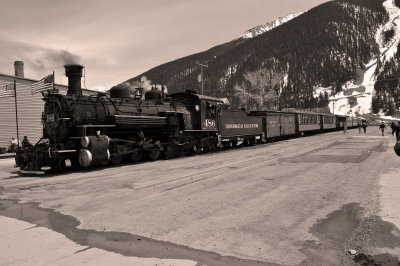 Train waiting in Silverton.