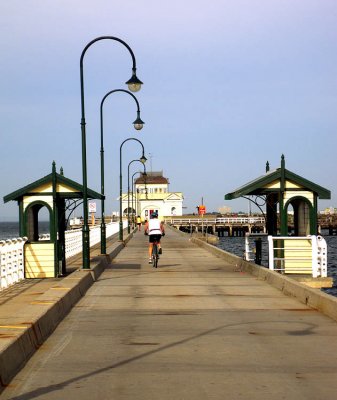 St Kilda Pier and lone cyclist