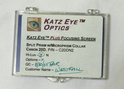 Katz-Eye Plus Split Prism Hi-Lux Manual Focus Screen for Canon 20D/30D DSLRs