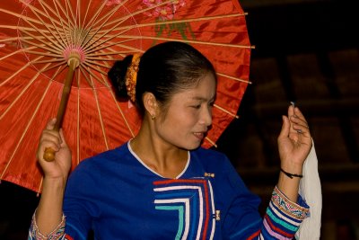Thai woman performing dance, Ban Lac, Mai Chau. Northwest Vietnam