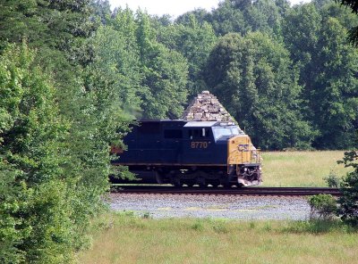 Q741 blurs by the Meade Pyramid at the Fredericksburg Battlefield.