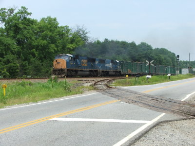 Q703 southbound at Massaponax with more EMD power.