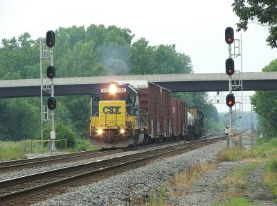 D793 heads north out of Milford leads by  Ex-CR GP40-2 4408
