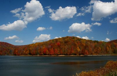 Cumulus Clouds over Summit Lake Autumn Scene tb1111fqr.jpg