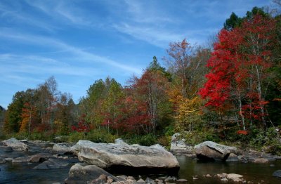 Autumn Foliage and Streaked Blue Sky on River tb1111fvr.jpg