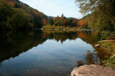 Old Camp Woodbine Fishing Hole with Fall Reflection tb1111fcx.jpg