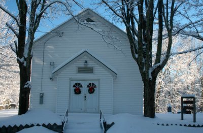 Hinkle Mtn Church Winter Sun Shining Through tb0211khr.jpg