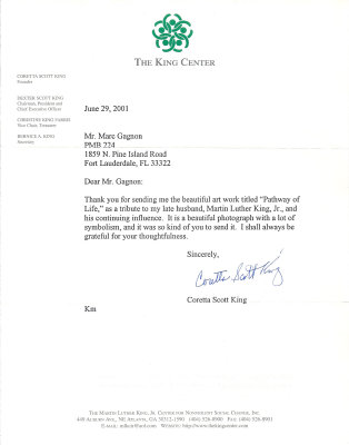 King Center letter from Coretta Scott King