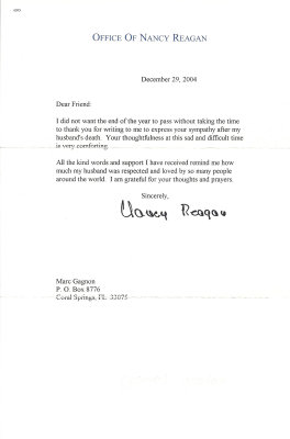 Nancy Reagan letter
